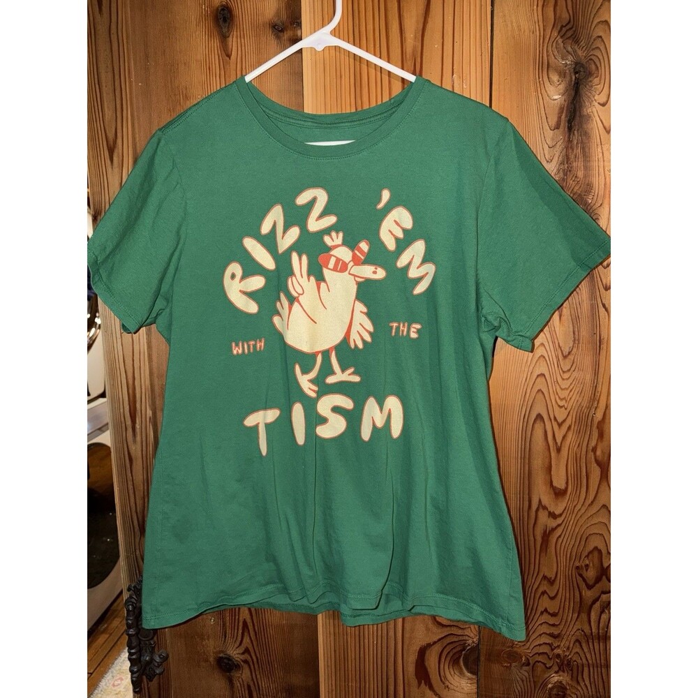 Rizz Em With The Tism Tee Shirt Green Size L